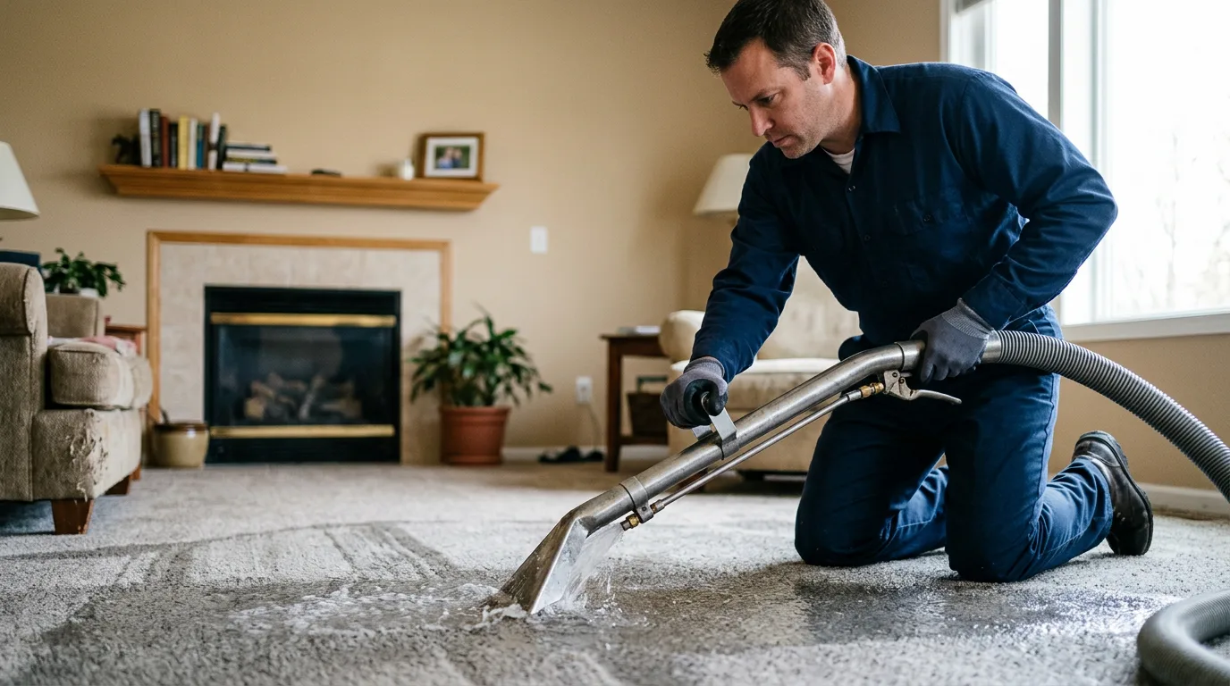 Water damage restoration technician working near Houston, MS